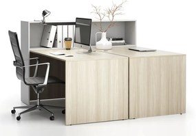 Zestaw mebli biurowych double SEGMENT, dąb naturalny/biały