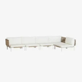 Roubly 5-częściowa Modułowa Sofa Ogrodowa Narożna Beige Migdałowa - Sklum