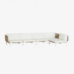 Roubly 5-częściowa Modułowa Sofa Ogrodowa Narożna Beige Migdałowa - Sklum