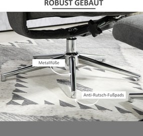 HOMCOM Fotel relax z podnóżkiem, regulowane oparcie, wykończenie aksamitem, do 150 kg, Antracyt