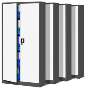 Zestaw 4x biurowa szafa metalowa na akta JAN, 900 x 1850 x 400 mm, antracytowo-biała