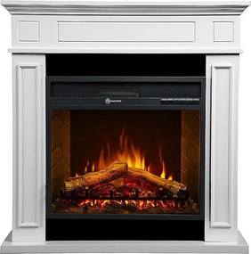 Kominek elektryczny JEFFERSON stojący z białego drewna dł. 89,5 x wys. 90,5 x gł. 28