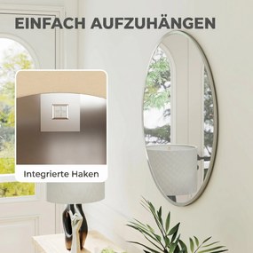 HOMCOM Lustro ścienne, nowoczesny design, 61 x 61 cm, srebrne | Aosom PL