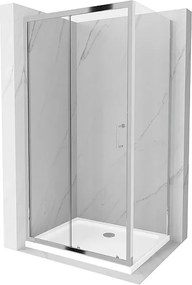 Mexen Apia kabina prysznicowa rozsuwana 140 x 80 cm, transparent, chrom + brodzik Flat - 840-140-080-01-00-4010