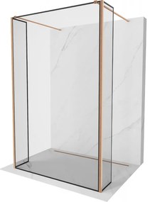 Mexen Kioto ścianka prysznicowa wolnostojąca 110 x 30 x 30 cm, czarna ramka, miedź szczotkowana - 800-110-030-222-65-70-030