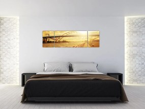 Obraz mostu z zachodem słońca (170x50 cm)