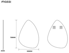 Lustro o nieregularnym kształcie oszlifowane bez podświetlenia DROP | Różny rozmiar | Różne kolory szkła : Kolor tafli szkła - Grafit, Rozmiar - 70 x 50 cm