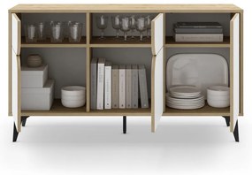 Biała niska komoda w dekorze dębu 140x79 cm Nola – Marckeric