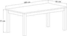Stół ALIVO Brązowy do Salonu Jadalni 180 x 95 x 77 cm, Prostokątny