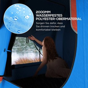 Outsunny Namiot samochodowy Campingowy, 3 drzwi, odporny na warunki atmosferyczne, 239cm x 210cm x 210cm, Pomarańczowy + Niebieski