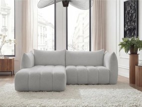 Jasnoszary narożnik z materiału bouclé (lewostronny/z szezlongiem) Azra – Bobochic Paris