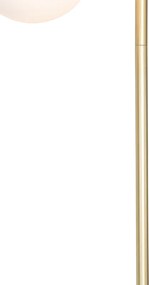 Lampa stojąca art deco złota z opalowym szkłem 2-światła - Pallon