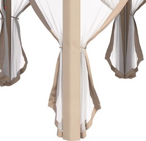 Outsunny Altana ogrodowa namiot 4x4 m z 6 ściankami bocznymi i dwuspadowym dachem beż khaki | Aosom PL