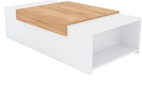 Stolik kawowy - płyta wiórowa - biały i dąb - TRAGI