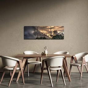 Obraz chmur i lasu (z zegarem) (90x30 cm)