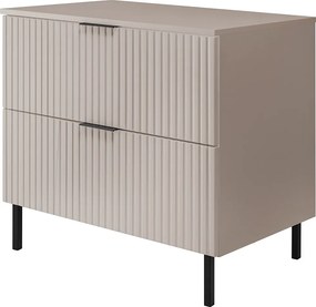 Szafka pod umywalkę, kaszmir, 80 x 77 x 46 cm, uchwyt czarny, nogi czarne + blat