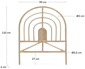 Rattanowy zagłówek w naturalnym kolorze 90x110 cm Sundberg – Kave Home