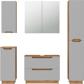 Zestaw mebli łazienkowych dąb/szary w paski 79.6x32x62.1 lotta
