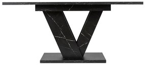 Stół Prostokątny Rozkładany CLARK 120-160 cm Czarny Marmur Glamour