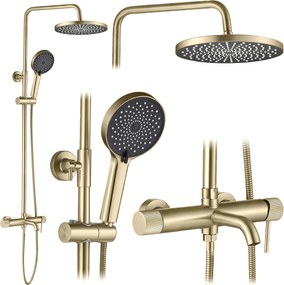 Zestaw natryskowy Rea Lungo Stripe Złoto Szczotkowane