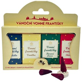 Arome Świąteczne kadzidełka stożkowe z uchwytem, zestaw 4 zapachów po 10 szt.