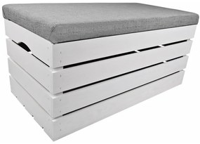 Pufa kufer skrzynia drewniana sosnowa siedzisko 80cm malowana biała