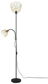 Lampa stojąca w czarno-złotym kolorze z metalowym kloszem (wys. 180 cm) Haval – Trio