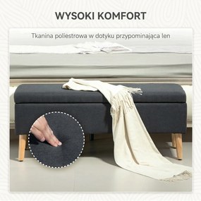 HOMCOM Ławka tapicerowana z pojemnikiem siedzisko do przedpokoju szara ławka do sypialni salonu drewno | Aosom PL