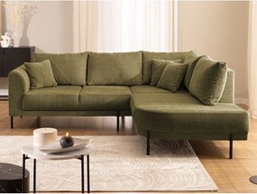 Zielony narożnik z tkaniny szenilowej (prawostronny/w kształcie litery L) Mauris – Ropez