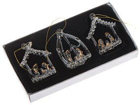 Szklane ozdoby świąteczne zestaw 3 szt. 8,5 cm Betlehem – Dakls