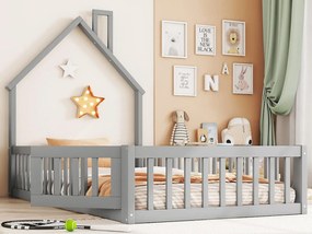 Łóżko dziecięce 90x200cm z litego drewna - z stelażem na listwy - Szare