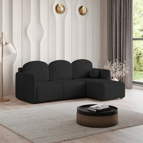 Masseno Narożnik SUVINO z funkcją spania i pojemnikiem na pościel Narozniki L, Rozkładana sofa - Czarny, NEVE 100