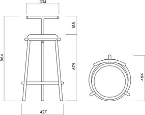 Bordowy metalowy hoker (wysokość siedziska 68 cm) Hogo – noo.ma