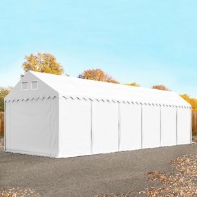 TOOLPORT 4x12m Namiot magazynowy - 2,6 m wysokość ścian bocznych, PVC 800, biały, ze statyką (podłoże gruntowe) - (57632)