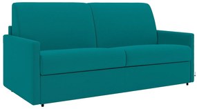 Kanapa 3-osobowa z ekspresowym mechanizmem rozkładania z tkaniny CALIFE - Kolor: turkusowy - Wymiary miejsca do spania: 140 cm - Materac 14 cm