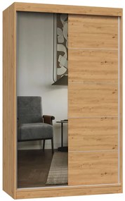 Szafa dwudrzwiowa przesuwna z lustrem 120 cm dąb artisan - Stoflis 10X
