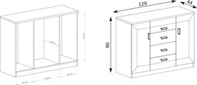 Komoda UDINE 120 cm do Salonu Sypialni Dąb lefkas
