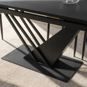 Stół Rozkładany Prostokątny REX 160-220 cm Czarny do Jadalni Loft