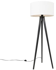 Lampa stojąca trójnóg czarna z kloszem białym 50 cm - Tripod Classic