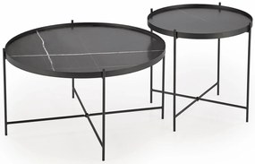 Komplet czarnych okrągłych stolików kawowych - B6-E26
