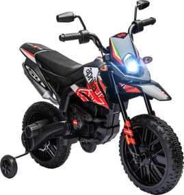 AIYAPLAY Elektryczny motocykl dziecięcy 12 V z 2 silnikami, kółka podporowe, amortyzator, koła 33,5 cm, muzyka, USB | Aosom PL