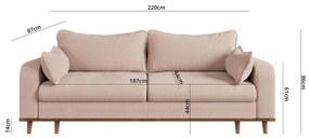 Beżowa sztruksowa sofa 220 cm Beata – Ropez