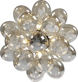 Designerska lampa sufitowa czarna z bursztynowym szkłem 4-światłowa - Uvas