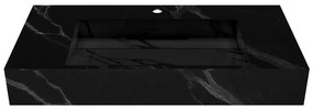Umywalka podwieszana TAKOTNA z twardego materiału marmuropodobnego w kolorze czarnym – 90,2 × 45,2 × 8 cm (dł. × szer. × wys.)