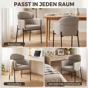 HOMCOM Nowoczesny fotel akcentowy, fotel z chenille z pianką o wysokiej gęstości, ergonomiczne oparcie, metalowe nogi, jasnobrązowy | Aosom PL