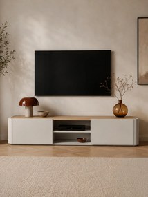 Szafka RTV Elivo 220 cm z szufladą - kaszmir / dąb olejowany