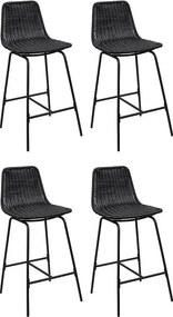 Zestaw metalowych krzeseł barowych i wyspowych z siedziskiem rattanowym 65 cm KUTA