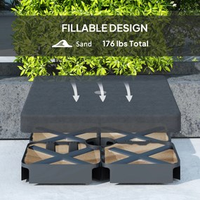 Outsunny Ciężarki do podstawy parasola, Wodoodporne, Napełnialne piaskiem, Plastik, 89D x 89S x 10,5W cm, Czarny