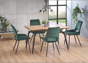 Nowoczesny rozkładany stół Cambridge 140-180 cm z blatem MDF w odcieniu dębu i metalowymi nogami