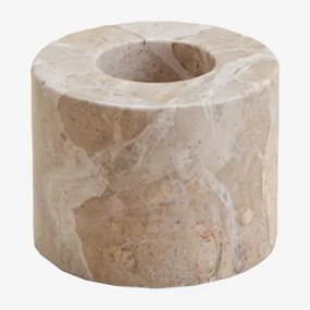 Zestaw 2 Świeczników Z Naturalnego Kamienia Seravento Marmur Beżowy Panther - Sklum